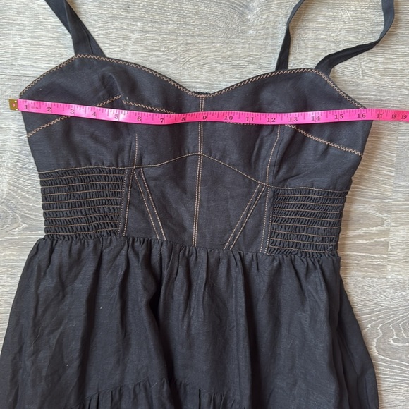 By Anthropologie Appliqué linen blend Midi Dress Medium - Picture 13 of 15